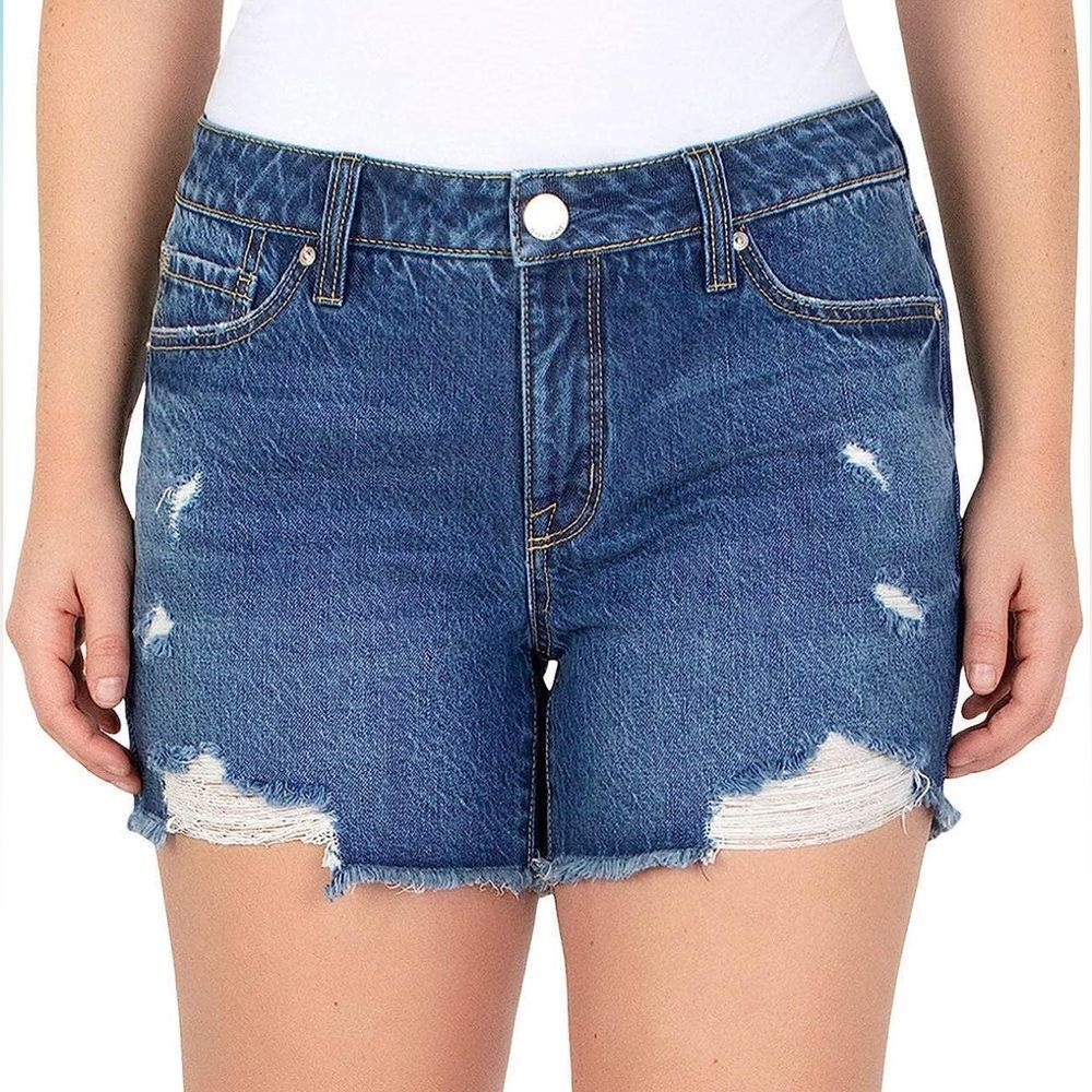 Seven7 Dark Wash Distressed Weekend Short - Gloss Size 10